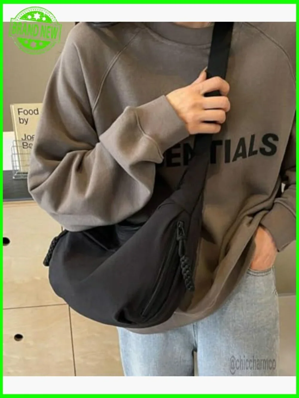 Medium Hobo Shoulder Bag Waterproof Nylon Crossbody Casual Retro Slouchy